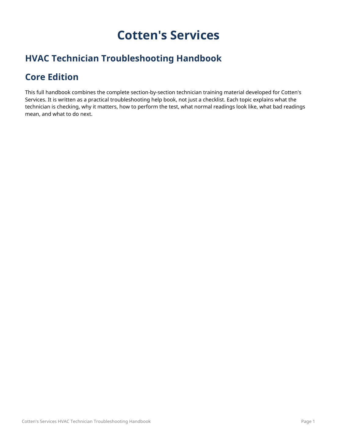 Cover of the HVAC Technician Troubleshooting Handbook
